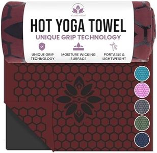 Clever Yoga Hot Yoga Mat Towel – Non-Slip Grip for Hot Yoga, Sweat Absorbent, Honeycomb Silicone Grip, Stays Flat – Ideal for Pilates, Travel, Washable & Lightweight - Burgundy