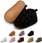 Zoolar Baby Unisex Warm Snow Boots Newborn Leather Fur Lace Up Ankle Anti-Slip Rubber Texture Sole Toddler Prewalker Winter Crib Shoes