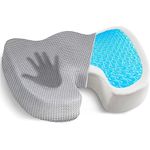 EcoNour Gel Seat Cushion for Pressure Relief | Office Chair Gel Cushion for Sciatica | Ergonomic Anti-Slip & Foam Coccyx Cushion for Tailbone & Lower Back Pain (Gray)