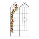Relaxdays, Set of 2, Trellis for Climbing Plants, H x W 180 x 50 cm, Plug-in Connection, Ornaments, Iron, Black, 100%, 2-Set