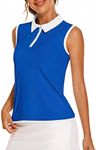 COOrun Women's Tennis Shirt Sleeveless Golf Polo Shirt Sport Active T-Shirt Athletic Tee Royal Blue Medium