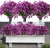 Satefello 20 Bundles Artificial Flowers for Outdoors, UV Resistant Fake Realistic Flowers with Plastic Plants Spring Decor, Faux Silk Flowers for Outside Window Box Front Porch Planter Decor-Purple