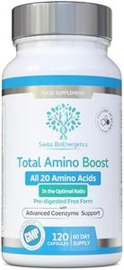 Total Amino Boost - Full Spectrum - All 20 Amino Acids Including All BCAAs -120 Vegan Capsules with Free Form pre-digested Amino Acids with Advanced Coenzyme Support. No Additives - UK Made