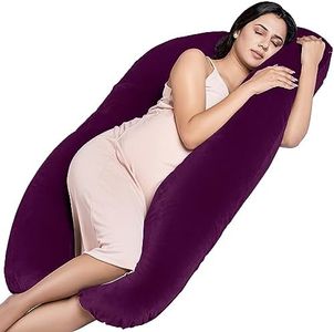 MY ARMOR Full Body U Shape Pregnancy Pillow for Pregnant Women, Maternity Pillow Gift for Pregnancy Sleeping, 3 Months Warranty, Premium Velvet Cover with Zip, Purple