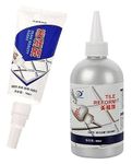 Tiles Gap Filler Waterproof Crack Seal Agent Grouting Paste for Tiles Waterproof Silicone Sealant for DIY Home Sink Tile Gap Filler Grouts Repair BOTTLE 280ML + TUBE 180ML (BOTTLE 280ML + TUBE 180ML)