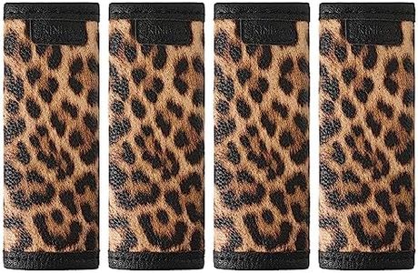 KINIVA Leather Luggage Handle Wrap 4 Pack Set,Luggage Identifiers Tags Markers for Luggage Suitcase,Travel Accessories(leopard-4pcs)