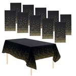 10 Pack Dot Tablecloths Table Covers Disposable Tablecloths Parties Wipeable Plastic Tablecloth Waterproof Party Tablecloths for Indoor or Outdoor Birthdays Weddings Christmas Black Gold(137*274 cm)