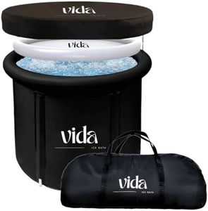 VIDA Ice Bath Tub for Athletes: Large Size, 75cm x 75cm, 88 Gallons, Adult Cold Plunge Tub for Cold Water Therapy/Recovery w/Cover, Portable Bathtub for Shower, Quality Material (Black)