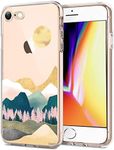 Unov Case for iPhone SE 3rd (2022 Ver) iPhone SE 2nd (2020 Ver) iPhone 8 iPhone 7 Case Clear with Design Embossed Pattern TPU Soft Shock Bumper Absorption Slim Protective 4.7 Inch (Sierra Mountains)