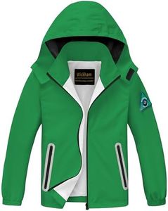 WICKHAM Boys Girls Waterproof Rain Jacket Detachable Hood Lightweight Raincoats for Kids Windbreaker Coat