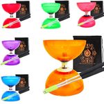 Juggle Dream Quartz Triple Bearing Clutch Diabolo Set with Aluminium 'Metal' Sticks, Diabolo String and Cascade Carry Bag (Orange with Silver Handsticks)