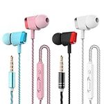 CBGGQ 4 Packs Earphones, Noise Isolating In-Ear Headphones with Pure Sound and Powerful Bass, Earbuds with Microphone & Volume Control, Headphones for iOS and Android Smartphones, Laptops, Gaming,etc