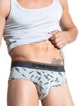 DAMENSCH Deo-Cotton Men's Anti-Bacterial Moisture-Free Cotton Printed Briefs-Stroke Grey-Pack of 1-Medium