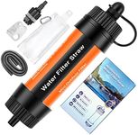 TEUEN Mini Water Purification 8000L Survival Water Purifier Outdoor Water Filtration System 0.01 Micron Emergency Gear Personal Water Filter Straw Set for Camping Hiking Trekking Travelling