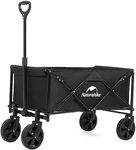 Naturehike Collapsible Folding Wagon Utility Outdoor Camping Garden Cart with Universal Wheels & Adjustable Handle, Black