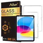 Ailun 2 Pack Screen Protector for iPad 10th Generation 10.9 Inch Display 2022 Tempered Glass [Face ID & Apple Pencil Compatible] Ultra Sensitive Case Friendly