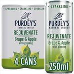 Purdey's Natural Energy Rejuvenate Sparkling Grape & Apple with Ginseng Cans 4 x 250ml