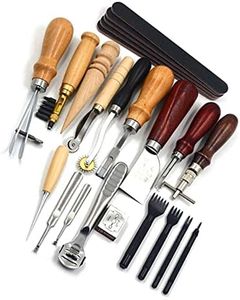 Gugxiom 19PCS Leather Working Tools, Leather Tools for Leather Craft Processing, Leather Carving Tools for Beginners, for DIY, Handmade Crafts