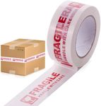 Fragile Tape Packing Tape Heavy Duty Strong Self Adhesive Multipurpose Packaging Tape Roll for Moving House Shipping Parcel Packaging Cardboard Boxes DIY Home Essentials 50mmx40m (1 Pc Only)