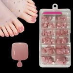 False Toe Nails, Press On Toenail, Acrylic Fake Nails 12 Sizes Stick On Toenails For Women Pink Toes Tip for Girls, Easy Application, Durable & Natural Look