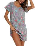 ENJOYNIGHT Womens Nightgown Cotton Sleep Shirt Femme Nightshirt Short Sleeves Pajamas Night Dress