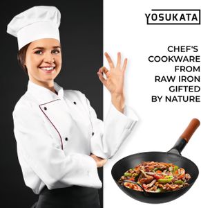 YOSUKATA 30cm Carbon Steel Wok – Stir Fry Pan for Gas & Induction