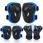 flintronic Kids Knee Pads Elbow Pads Wrist Guards set, 6 in 1 Protective Gear Set, Comfortable & Easy to Install Scooter, Skateboard, Bicycle, Inline Skating Protective,Blue