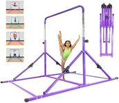 MARFULA Upgrade Foldable Gymnastic Bar with Mat for Kids Ages 3-12, 200 lbs Weight Capacity, Gymnastic Kip Bar Horizontal Bar for Kids, Gymnastic Training Equipment for Home and Gym Center Use