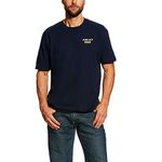 ARIAT Men's Rebar Cotton Strong Logo T-Shirt Work Utility Tee, Navy, XL