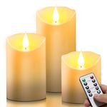 daphomeu LED Candles 4" 5" 6", Waterproof Flameless Candles with Remote Control and Timer Function, Battery Candles Flickering Lights, Electric Fake Plastic Pillar Candles