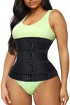 TrainingGirl Women Waist Trainer Cincher Corset Tummy Control Workout Sweat Band Slimmer Belly Belt Weight Loss Sports Girdle (3 Belt Black, Medium)