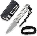 CIVIVI Circulus Fixed blade knife, 1.96" Cutting Edge Stonewashed 10Cr15CoMoV Steel with A Black Kydex Sheath, A Nylon Lanyard with Titanium Bead C22012-2