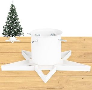 GuuG Real Christmas Tree Stand Base - Live Small Tree Holder up to 6.5ft for Xmas Trees 0.53 Gal Star+ White