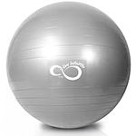 Live Infinitely Exercise Ball (55cm-95cm) Extra Thick Professional Grade Balance & Stability Ball- Anti Burst Tested Supports 2200lbs- Includes Hand Pump & Workout Guide Access (Silver, 55 cm)