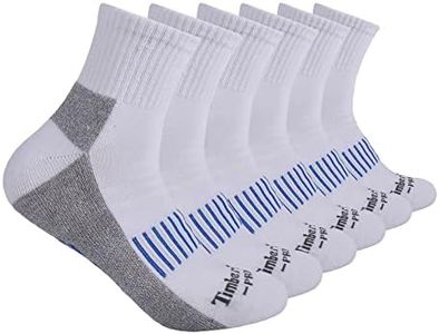 Timberland PRO Men's 6-Pack Half Cushioned Quarter Socks, White, Large