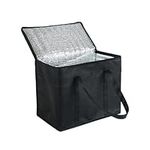 Food Delivery Bag, 30L Insulated Thermal Cooler Bag, Foldable Lunch Cool Box with Zip, Reusable Picnic Cooler Bag Grocery Shopping Bag for Travel BBQ, Camping and Outdoor Activities (Black)