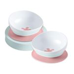 doddl 2-in-1 Baby and Toddler Bowl with Suction and Non-Slip Base. Baby Weaning Essentials Dusty Rose (Twin Pack