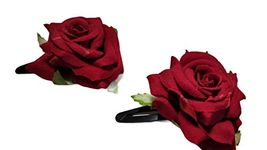 LYF5STAR Handmade Artificial Red Rose Flower Bride Tiktok Hairpin Red Velvet Rose Hairpin for Girls and Women (Pack of 2)