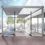 Clear Tarp Curtain With Zipper Door,0.5mm Heavy Duty Pvc Waterproof Transparent Tarpaulin Side Panels,Outdoor Pergola Patio Porch Carport Gazebo Partition Curtain Tarpaulin,W×H-4.5×3m(14.8*9.8ft)