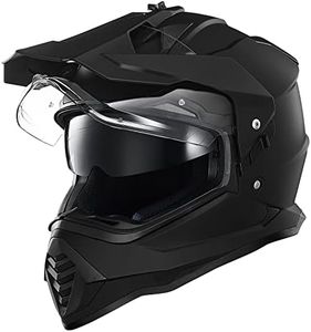 ILM Dual Sport Adventure Motorcycle Helmet with Pinlock Compatible Sun Visor Snowmobile ATV Dirt Bike Off Road Casco Model WS902 (Matte Black, L)