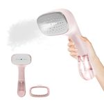 Bear® Handheld Garment Steamer, Wrinkle Remover, Iron, Vertical & Horizontal Steaming, 1000 Watt fast heat up, Garment Steamer with Removable Brush Lightweight Clothes Steamer forTravel, pink