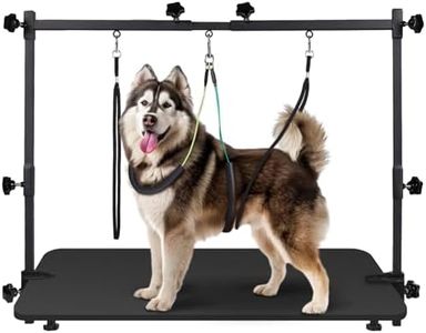 SUNMCCN Dog Grooming Table Arm - Adjustable 35" Height, 32"-47" Width, Dog Grooming Arm with Clamp and No-Sit Haunch Holders - Perfect for Medium & Large Pets (Grooming Table Not Included)