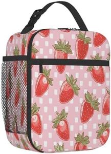 Strawberry Lunch Box for Men Women Insulated Leakproof Lunch Tote Bag Cooler Meal Box Tote Large Lunch Bag Cooler Meal Prep Picnic Food Bag for Travel Picnic Work