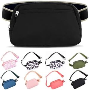 YAVIV Belt Bag Fanny Packs for Women and Men with Adjustable Waist and Crossbody Strap for Walking, Hiking, Running Workouts, and Daily Travel, Cute Designer Fashion, Black