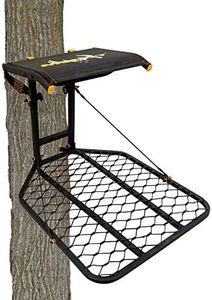 Muddy Boss Hang-on Stand - Durable Steel Outdoor Hunting Silent Straps Tree Stand with Wide Stance Platform & Flip-Back Flex-Tek Seat, 300 Pound Maximum Capacity