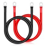 Zocipro 70cm Car Battery Cable, 2Pcs 16mm² 5AWG Battery Cable Red and Black Inverter Cable, M8 Battery Cables 12V Heavy Duty for Auto, Truck, Motorcycle, Solar, RV, Marine