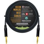 10 Foot - Gotham GAC-4/1 (Black) - Star Quad - Dual Shielded (100% coverage for each shield) Balanced Patch Cable terminated with Neutrik NP3X-B ¼ Inch (6.35mm) TRS Stereo Phone Plugs