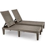YITAHOME Resin Recliner Sun lounger, Durable Outdoor Sun Bed Chair with Adjustable Backrest, Waterproof & Weather Resistant for Garden/Patio/Beach/Poolside with 200KG Capacity,Set of 2 (Taupe)
