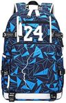 Basketball KB24 Luminous Backpack Travel Daypacks Fans Bookbag For Men Women (Navy Blue-Pattern 3)