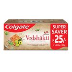 Colgate Swarna Vedshakti Ayurvedic Toothpaste, Anti-Bacterial Paste For Whole Mouth Health, With Neem, Clove, And Honey, 500G, (200G X 2 And 100G X 1) - Massage,Freshness